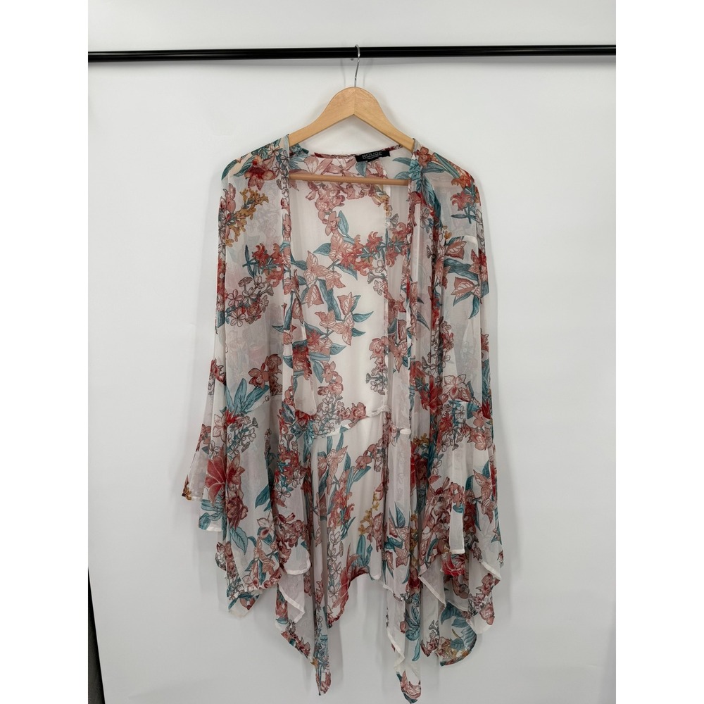 Rouge Collection Womens 3X Kimono Cardigan Beach Floral Romantic Flowy Boho
